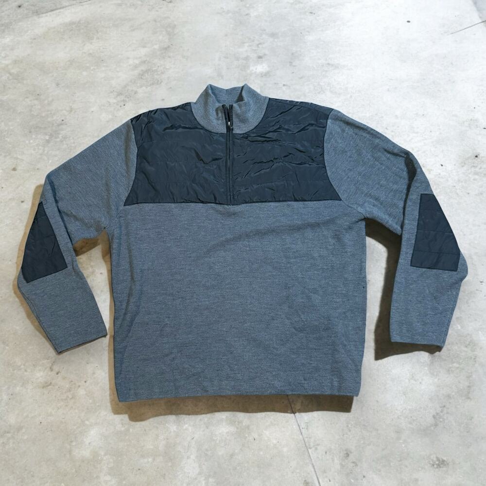NWT Michael Michael Kors Sweater Men Charcoal Gray Quarter Zip Wool Blend Sz XXL